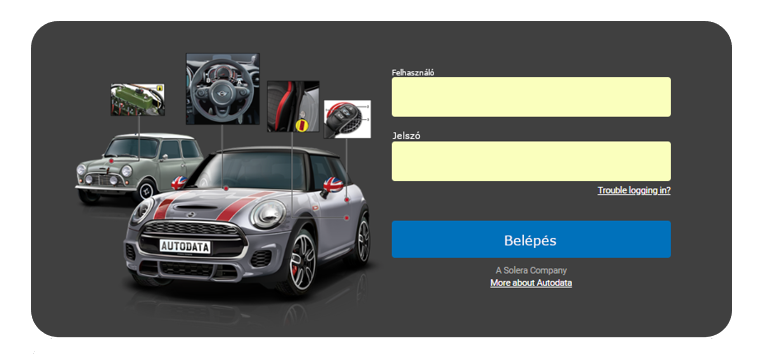 Autodata belépés